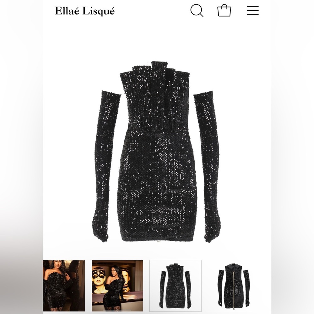 Ellae Lisque sequin dress with detachable/attachable glove/sleeves. xs worn once